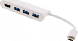 Stacja/replikator Deltaco Šakotuvas DELTACO USB-C, 1x HDMI 4K prie 60Hz, 3x USB-A 3.1, Baltas / USBC-HUB102