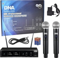 Mikrofon DNA DNA DJ DUAL VOCAL zestaw odbiornik + 2x mikrofon dynamiczny wokalowy bezprzewodowy