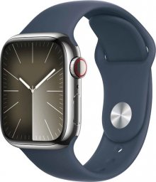 Smartwatch Apple Watch 9 GPS + Cellular 41mm Silver Stainless Steel Sport S/M Niebieski  (MRJ23QP/A)