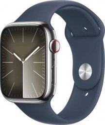 Smartwatch Apple Watch 9 GPS + Cellular 45mm Silver Stainless Steel Sport S/M Niebieski  (MRMN3QP/A)