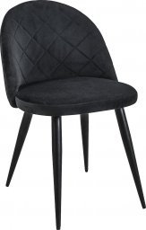  Fabryka Mebli Akord Welurowe krzesło tapicerowane pikowane SJ.077 Czarne