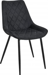  Fabryka Mebli Akord Welurowe krzesło tapicerowane pikowane SJ.0488 Czarne