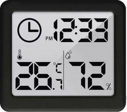  GreenBlue Termometr/higrometr z funkcjš zegara GB384B Czarny