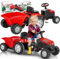 MalPlay Duży traktorz przyczepką na pedały XXL Czerwony