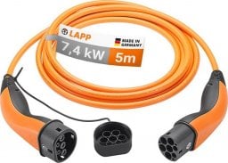 Kabel do ładowania samochodów LAPP Typu 2, do 7,4 kW, 5 m, pomarańczowy (5555934026)