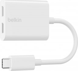 Adapter USB Belkin Adapter Dual USB-C Audio + Charge Rockstar białe