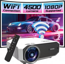 Projektor Zenwire Mini Projektor WiFi Przenośny Rzutnik Full HD Bluetooth do telefonu 4500 lm 1500:1 HDMI USB LED Zenwire e450s