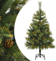 vidaXL Sztuczna choinka na zawiasach, z szyszkami, 120 cm
