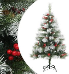 vidaXL Sztuczna choinka na zawiasach, z szyszkami i jagodami, 150 cm