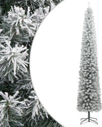 vidaXL Smukła choinka na stojaku, pokryta śniegiem, 300 cm, PVC