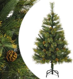 vidaXL Sztuczna choinka na zawiasach, z szyszkami, 150 cm