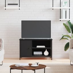  vidaXL Szafka pod TV, czarna, 80x40x50 cm, materiał drewnopochodny