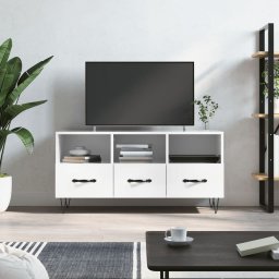  vidaXL Szafka pod TV, biała, wysoki połysk, 102x36x50 cm