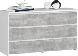 Fabryka Mebli Akord Komoda do salonu CL 100 cm 6 szuflad klasyczna - biała beton