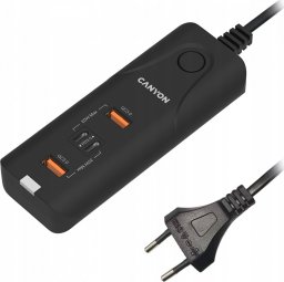 Ładowarka Canyon CANYON H-10, Wall charger. CNE-CHA10B Input: 100-240V~50/60Hz 1.0A Max Output1/Output2: DC USB-A QC3.0 5.0V/3.0A,9.0V/2.0A,12.0V/1.5A 18.0W(Max)USB-C PD 5.0V/3.0A,9.0V/2.22A,12.0V/1.67A 20.0W(Max)USB-A+C 5.0V/3.0A 15.0W(Max)Total Power: 4