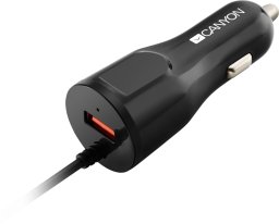 Ładowarka Canyon CANYON Ładowarka samoch. z kablem C-033, 1xUSB, 1xAPPLE, 1,2m, Czarna