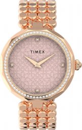 Zegarek Timex Zegarek damski Timex TW2V02800 CYRKONIE różowe złoto