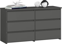 Fabryka Mebli Akord Komoda do salonu CL 100 cm 6 szuflad klasyczna - grafit szary