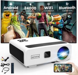 Projektor Zenwire Projektor Rzutnik LED WiFi 2.4/5GHz Android TV FULL HD 4K 24000lm 800 ansi Autofocus Autokeystone 4D Bluetooth 2x HDMI/2x USB/Ethernet/Audio Zenwire e660h