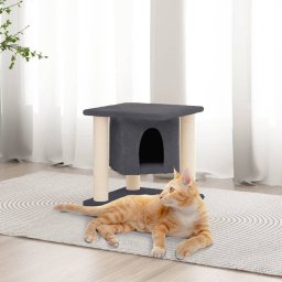  vidaXL Drapak dla kota z sizalowymi słupkami, ciemnoszary, 37 cm