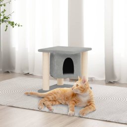  vidaXL Drapak dla kota z sizalowymi słupkami, jasnoszary, 37 cm