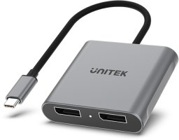 Adapter USB Unitek V1404A USB-C - DisplayPort x2 Srebrny (V1404A)