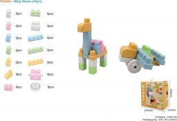  Ramiz Klocki BIO dla dzieci 18m+ Duży zestaw 43 el. + Pastelowe kolory + Okrągłe brzegi + Biotworzywo