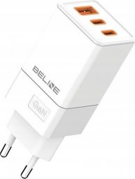 Ładowarka Beline Ładowarka siciowa 65W GaN 2xUSB-C+USB-A bez kabla Biała