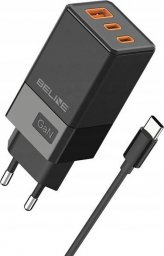 Ładowarka Beline Ładowarka sieciowa 65W GaN 2xUSB-C + USB-A +Kabel USB-C Czarna
