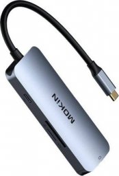 HUB USB Mokin Adapter Hub 7w1 MOKiN USB-C do 3x USB3.0 + SD/TF + HDMI + PD (srebrny)