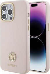  Guess Guess GUHCP15XM4DGPP iPhone 15 Pro Max 6.7" różowy/pink hardcase Silicone Logo Strass 4G