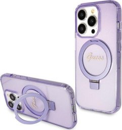  Guess Guess GUHMP13LHRSGSU iPhone 13 Pro / 13 6.1" fioletowy/purple hardcase Ring Stand Script Glitter MagSafe