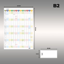 Kalendarz adwentowy PremiumAd Planer ścienny kalendarz 2024 B2 suchościeralny pionowy samoprzylepny TĘCZA