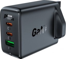 Ładowarka Acefast Acefast ładowarka GaN 65W 3 porty (1xUSB, 2xUSB C PD) wtyczka UK czarna (A44)