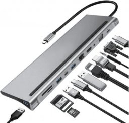 HUB USB Spreest Adapter 12w1 HUB USB-C 2xHDMI VGA RJ45 Macbook PRO Air