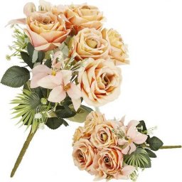  Springos Sztuczny bukiet 9 róż wys. 40 cm dekoracja sztuczne kwiaty różowe UNIWERSALNY
