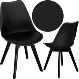  Springos Krzesło skandynawskie do kuchni salonu jadalni Verde tapicerowana poduszka czarne UNIWERSALNY