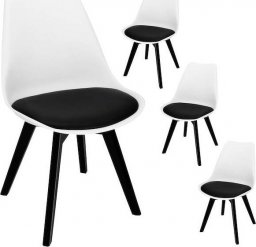  Springos Krzesła skandynawskie 4 szt. do kuchni salonu jadalni Verde z poduszką biało-czarne UNIWERSALNY