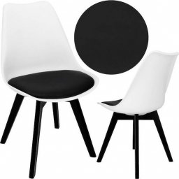  Springos Krzesło skandynawskie do kuchni salonu jadalni Verde tapicerowana poduszka biało-czarne UNIWERSALNY