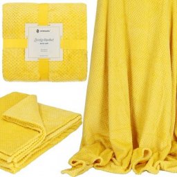  Springos Narzuta na łóżko, pled 200x220cm tłoczony, dwustronny koc na kanapę żółty UNIWERSALNY