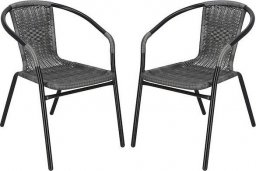  Springos Krzesło ogrodowe 2 szt. plecione na taras metalowe szare zestaw mix UNIWERSALNY