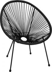  Springos Owalne krzesło ogrodowe, wys. 87 cm rattanowy fotel ażurowy czarne UNIWERSALNY