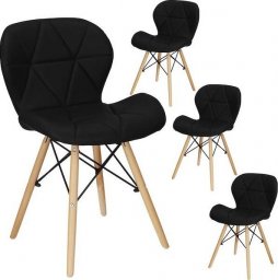  Springos Krzesło ekoskóra skandynawskie Torino 4 szt. krzesła do kuchni salonu jadalni tapicerowana czarne UNIWERSALNY