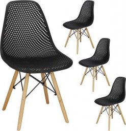  Springos Krzesło skandynawskie 4 szt. krzesła do kuchni salonu jadalni dziurkowane czarne UNIWERSALNY
