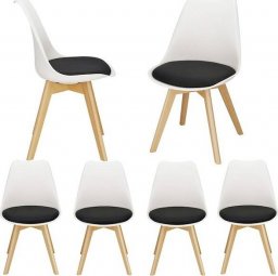  Springos Krzesło skandynawskie krzesła 4 szt. do kuchni salonu jadalni Verde ekoskóra biało-czarne UNIWERSALNY