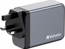  Verbatim Ładowarka GaN Verbatim, USB 3.0, USB C, szara, 200 W, wymienne końcówki C,G,A