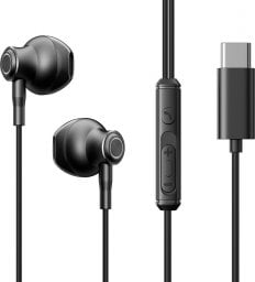 Słuchawki Joyroom Zestaw słuchawkowy słuchawki douszne USB-C kabel 1.2m czarne Zestaw słuchawkowy słuchawki douszne USB-C kabel 1.2m czarne