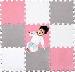  Springos Mata piankowa, puzzle dla dzieci 95,5 x 95,5 cm pianka EVA szaro-białe- różowa UNIWERSALNY