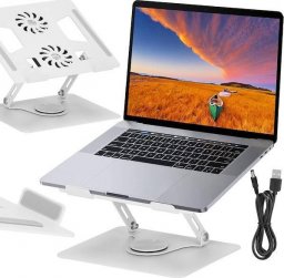 Podstawka pod laptopa Springos Stojak pod laptopa, chłodząca podstawka składana z wentylatorami, srebrna UNIWERSALNY