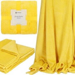  Springos Narzuta na łóżko, pled 200x150 cm koc na kanapę żółty UNIWERSALNY